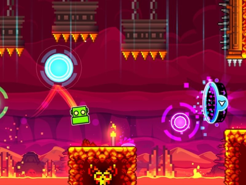 Chướng ngại vật cản đường phong phú trong Hack Geometry Dash APK